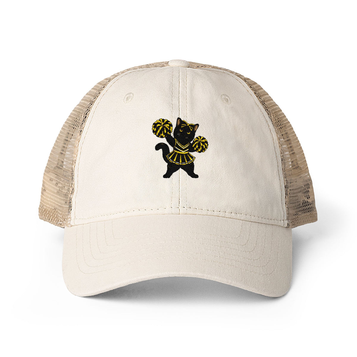 Black Cat Cheer Cap Women's Washed Mesh-Back Cap