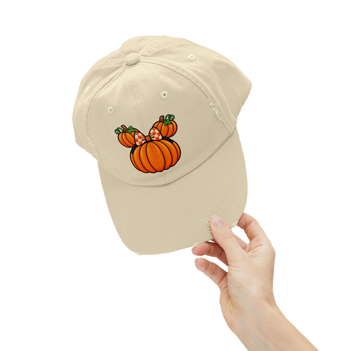 Fall Pumpkin  Ears Cap | Distressed Baseball Hat, Halloween Fall