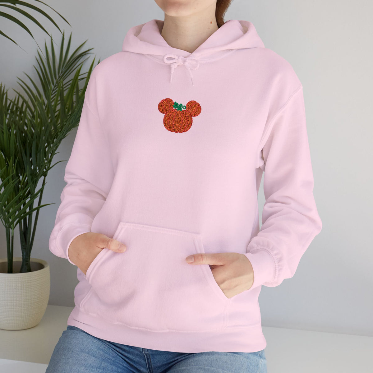 Fall Pumpkin Embroidered Ears silhouette Hoodie | Halloween pumpkin ears sweatshirt