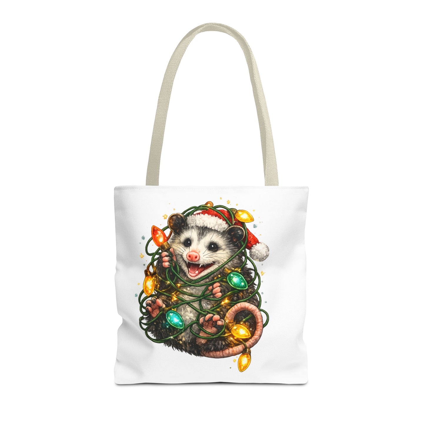 Christmas Opossum Tote Bag — Cute Holiday Animal Holiday Shopping Bag