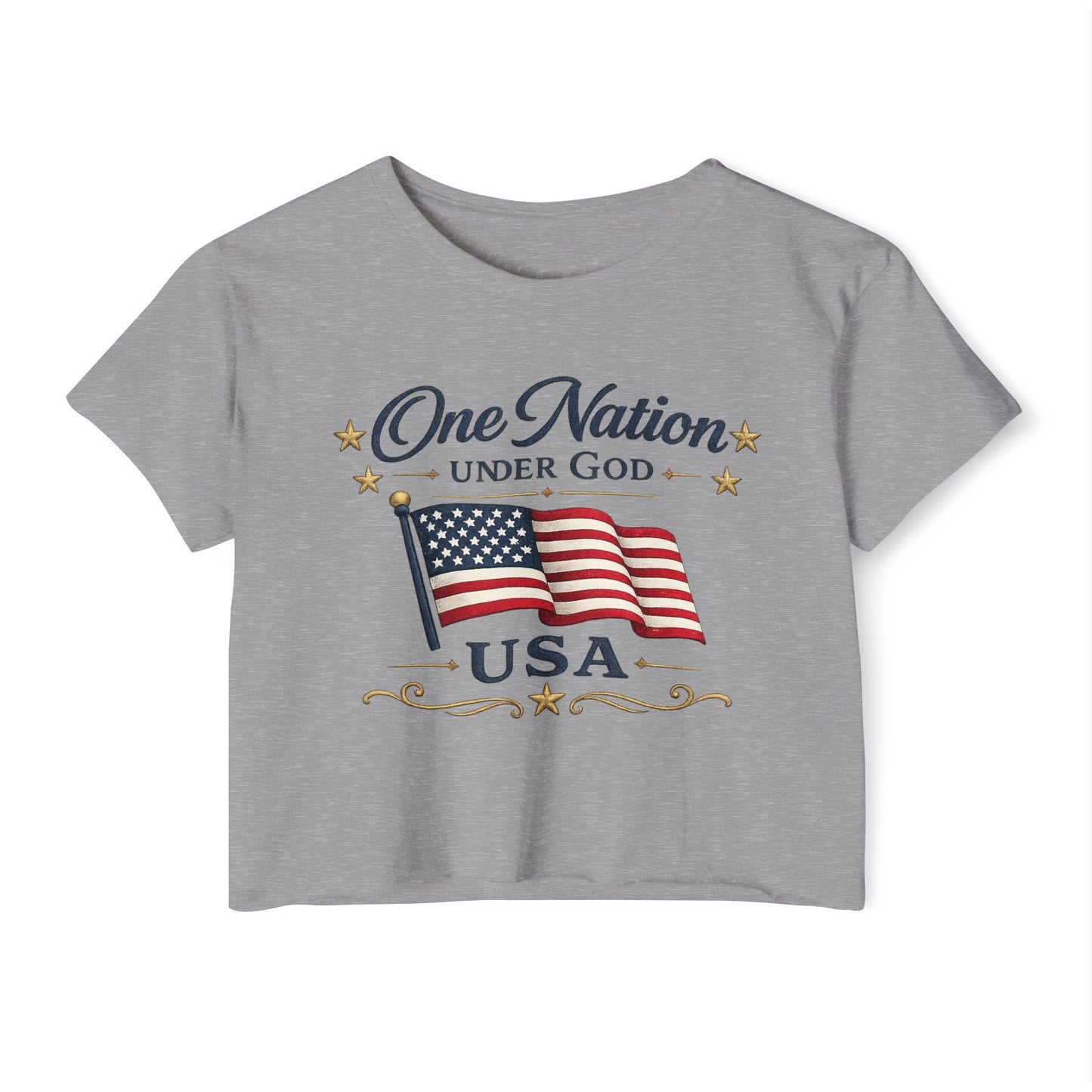 One Nation Under God USA Flag Crop Top | Patriotic American cropped Shirt