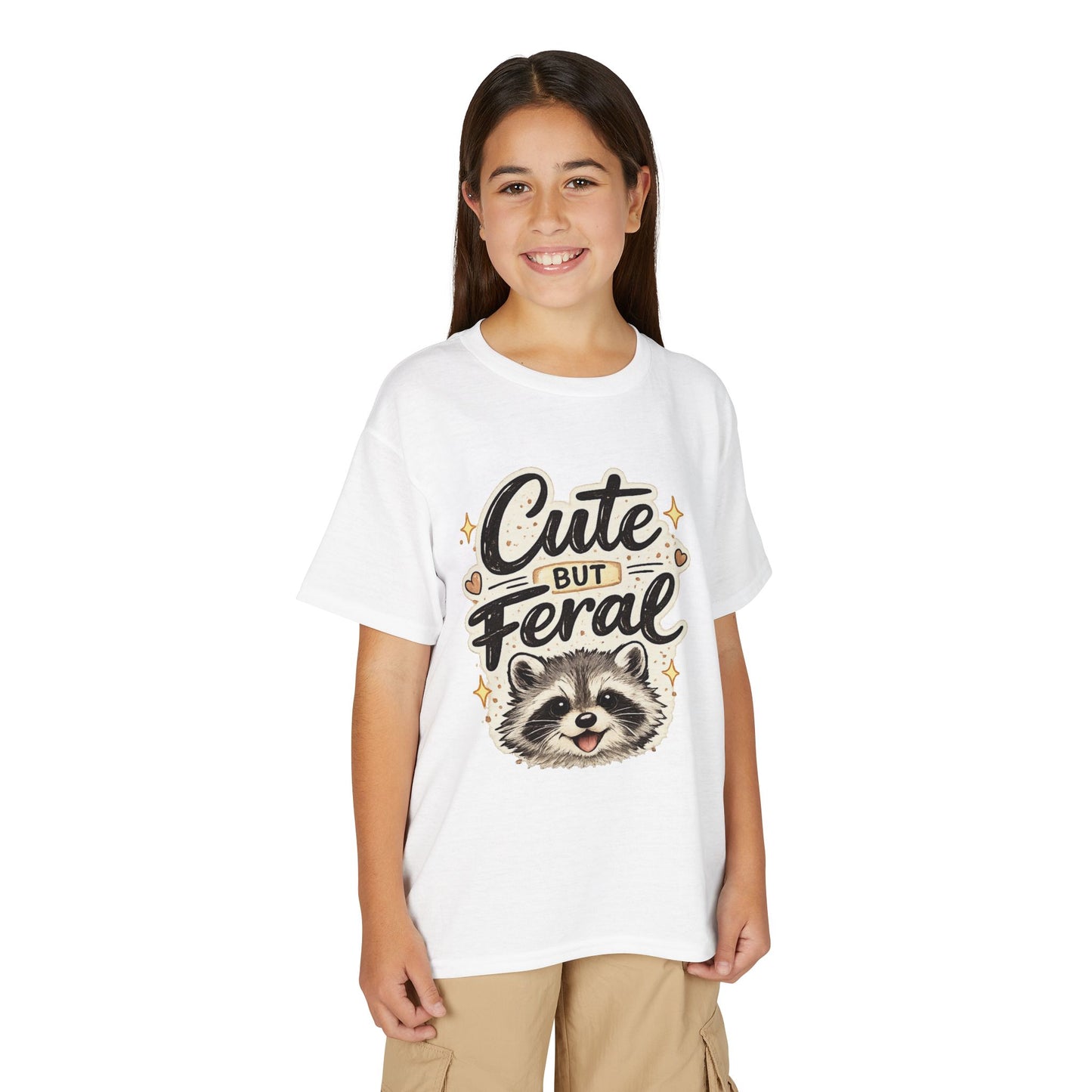 Cute but Feral Raccoon Youth T-Shirt | Kids Animal Graphic Tee