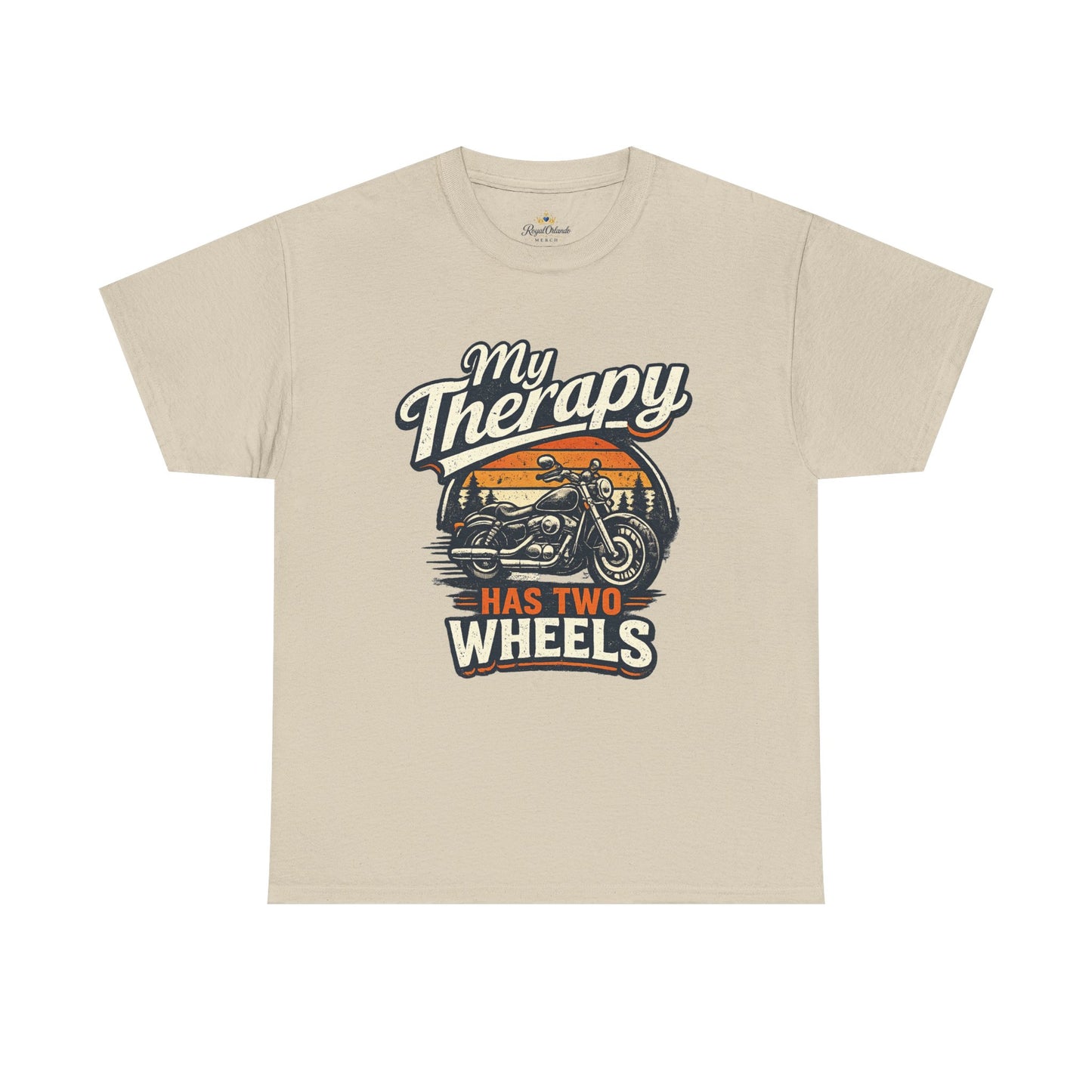 My Therapy Has Two Wheels Motorcycle Tee | Biker Riding Sunset Design
