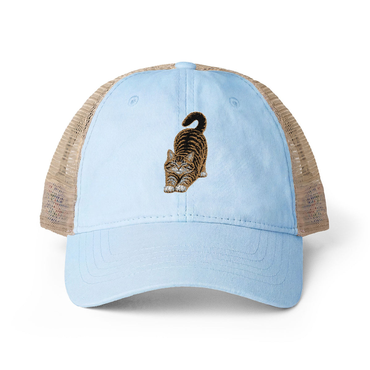 American Shorthair Embroidered Cat Women's Washed Mesh-Back Cap