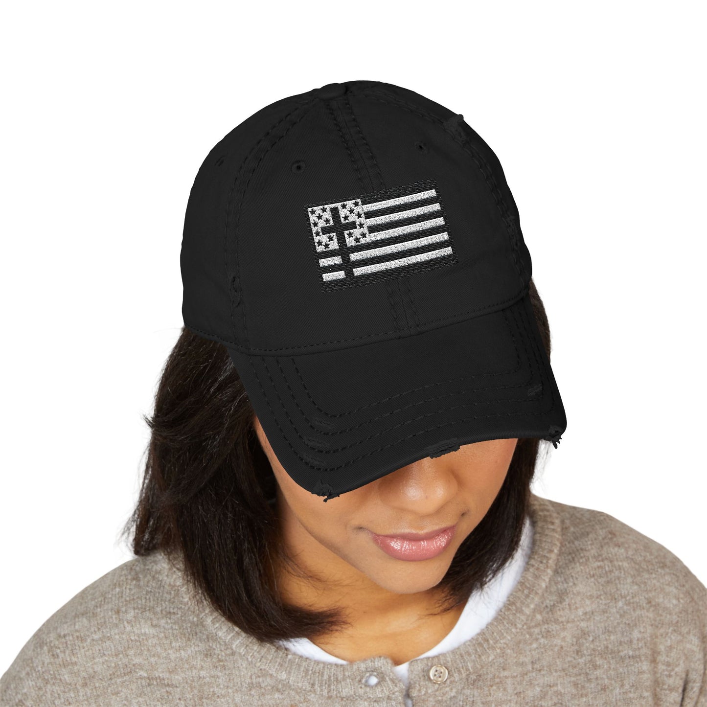 Distressed Embroidered American Flag Dad Hat