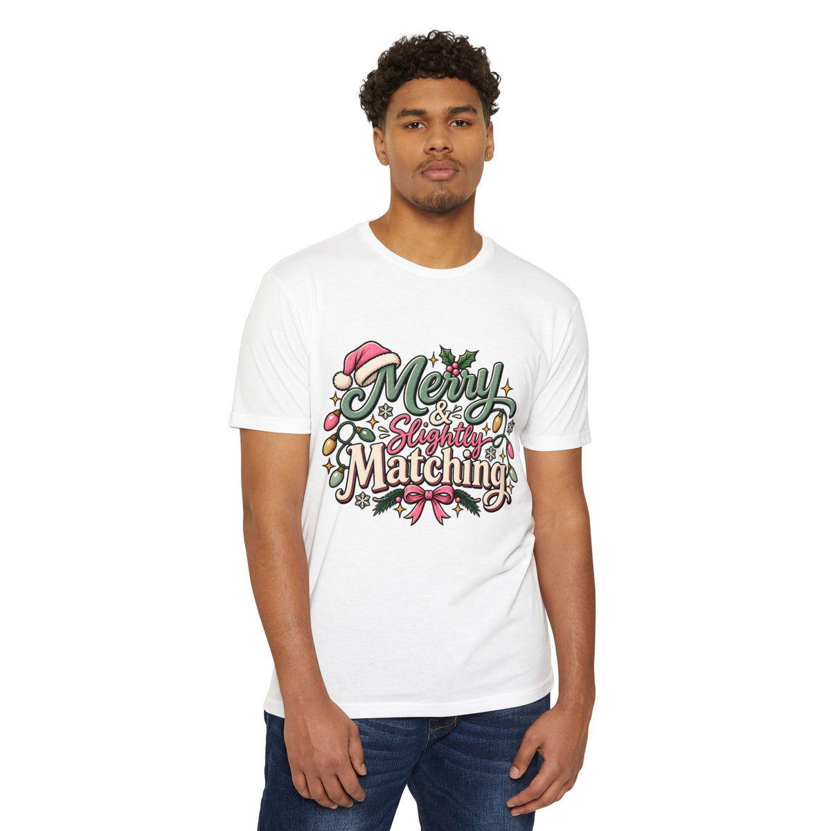 Christmas T-Shirt — "Merry & Slightly Matching" Festive Holiday Tee- Family pajamas