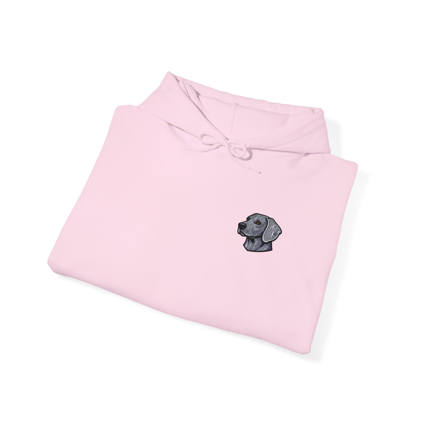 Weimaraner embroidered design on hooded sweatshirt