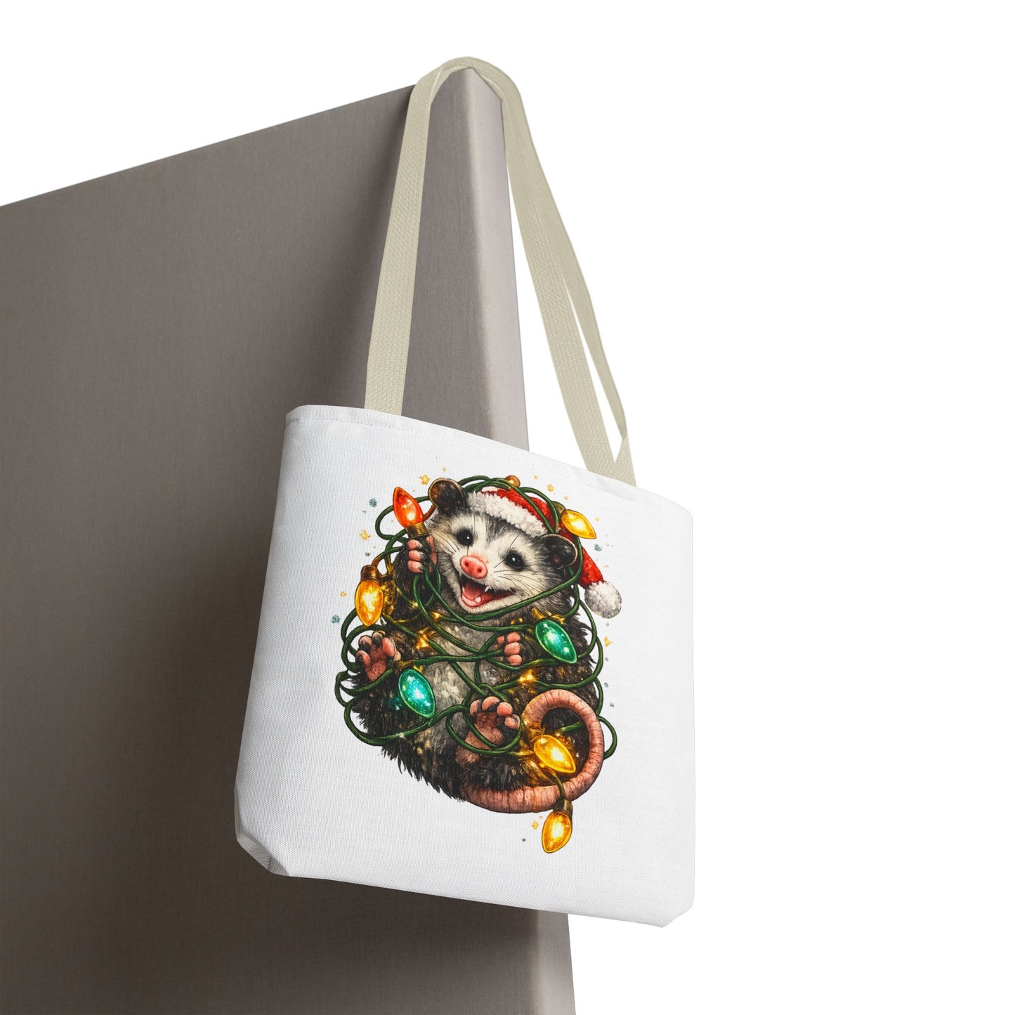 Christmas Opossum Tote Bag — Cute Holiday Animal Holiday Shopping Bag
