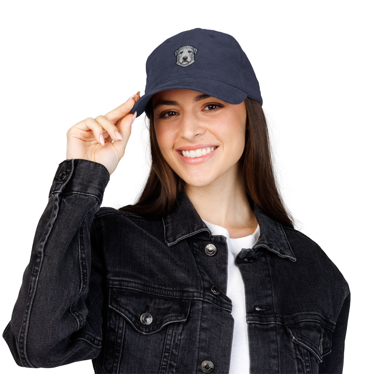 Embroidered Irish Wolfhound Dog Face Cap | Corduroy Baseball Hat