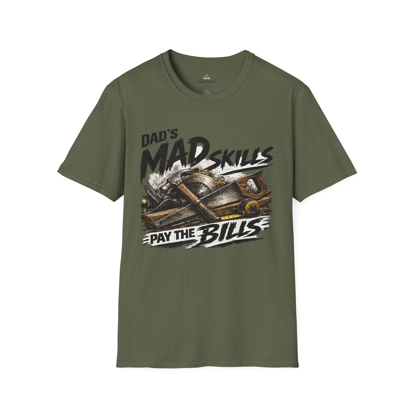 Dad's Mad Skills Pay The Bills T-Shirt | Tools Graphic, Carpenter Dad