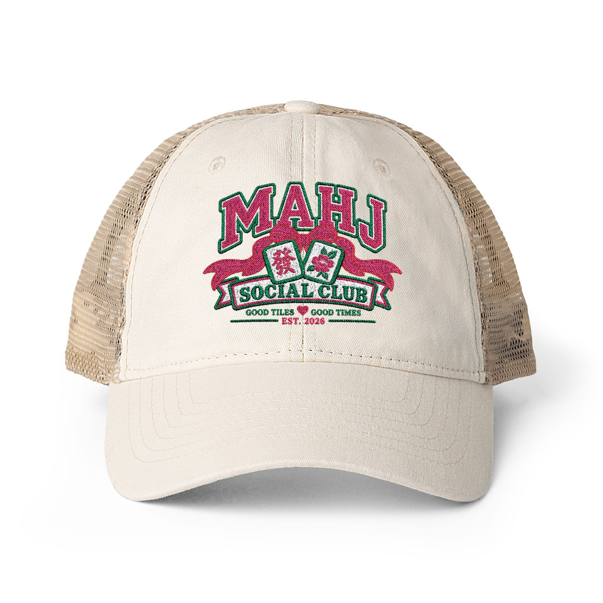 Mahj Women's Washed Mesh-Back Cap- Mah Jong hat