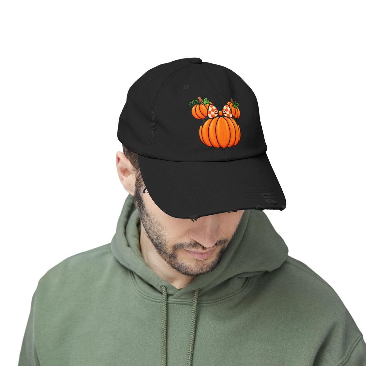 Fall Pumpkin  Ears Cap | Distressed Baseball Hat, Halloween Fall