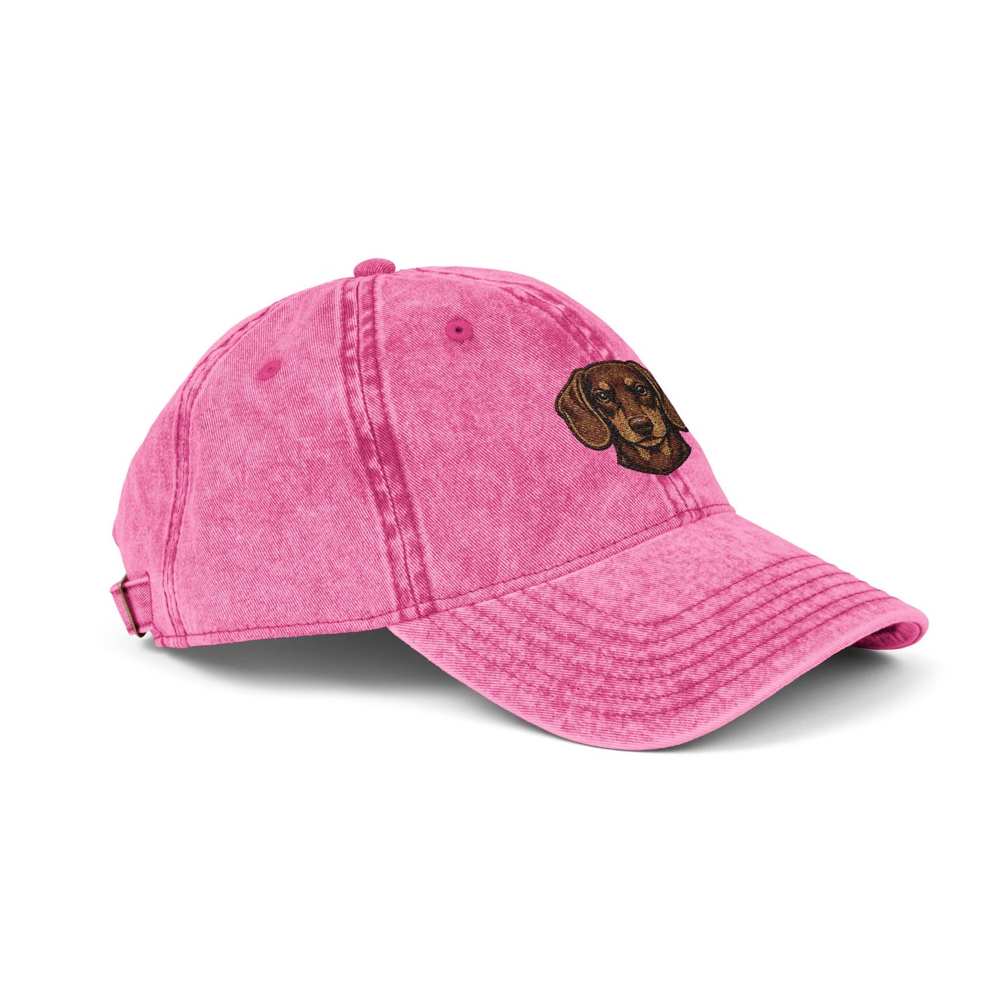 Embroidered Dachshund Head Cap | Vintage Distressed Baseball Hat