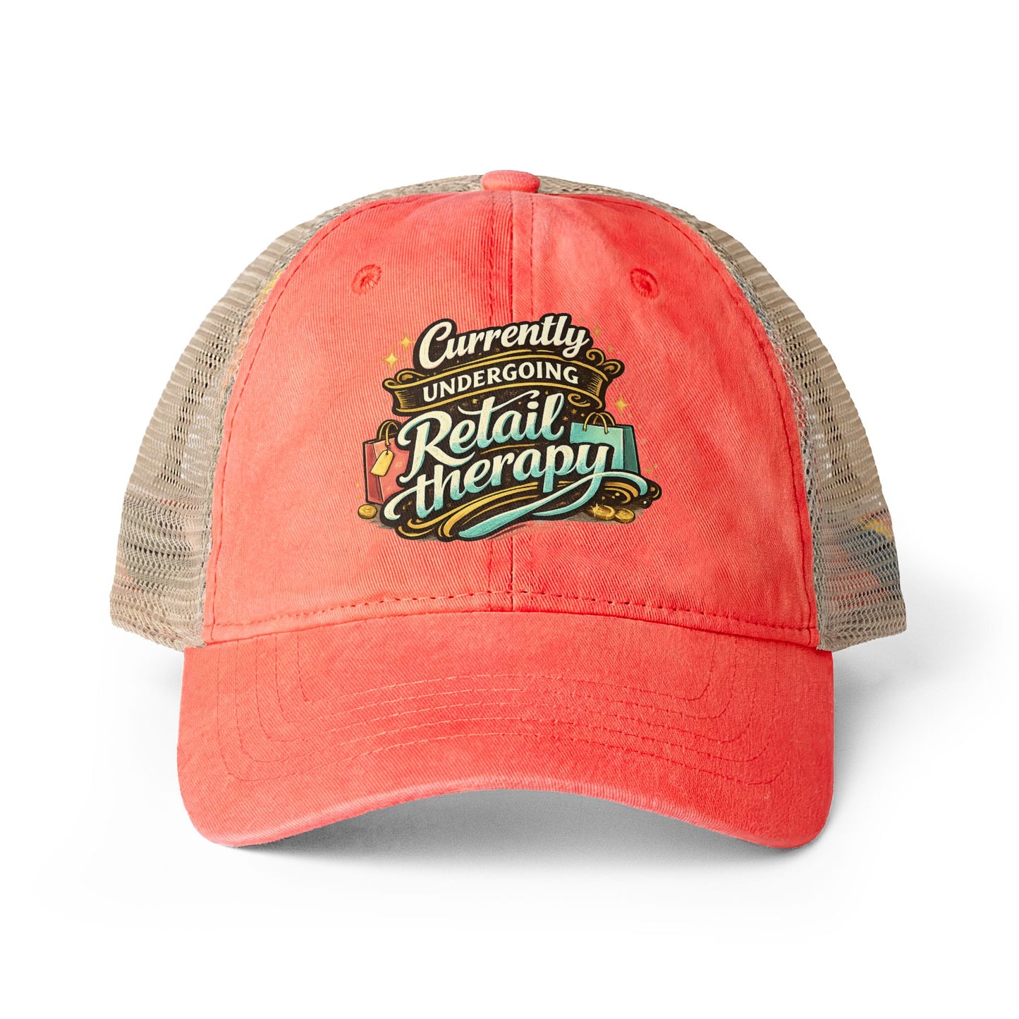 Women's Washed Mesh-Back hat Retail Therapy humorous ball cap