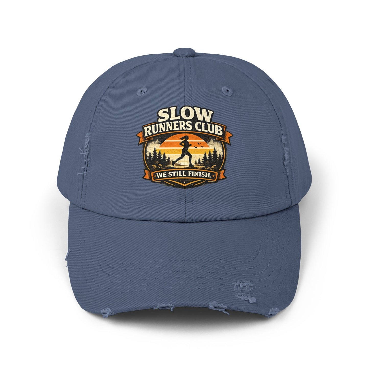 Slow Runners Club cap  We still finish | Distressed Running Hat, Funny Runner Logo