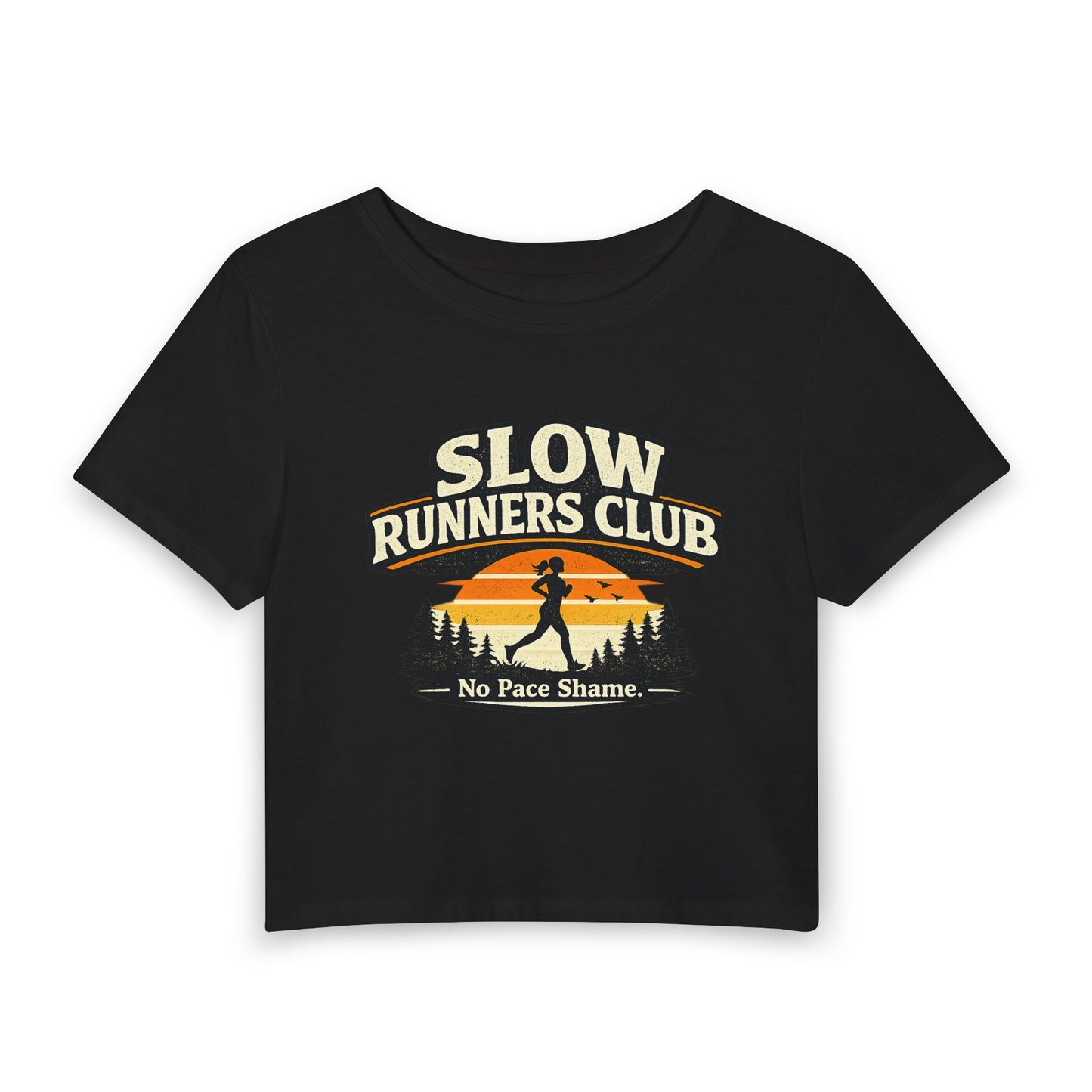 Slow Runners Club tee | Women's Baby Tee, No Pace Shame running design