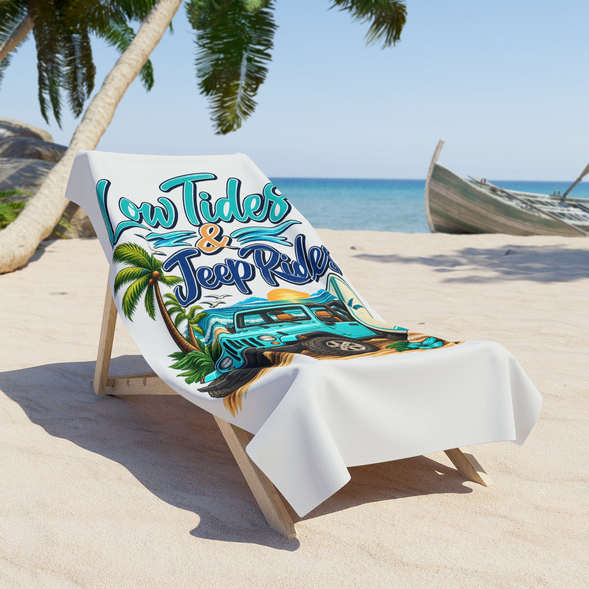 Low Tides & Beach Rides Beach Towel – Tropical Surf 4x4 Graphic