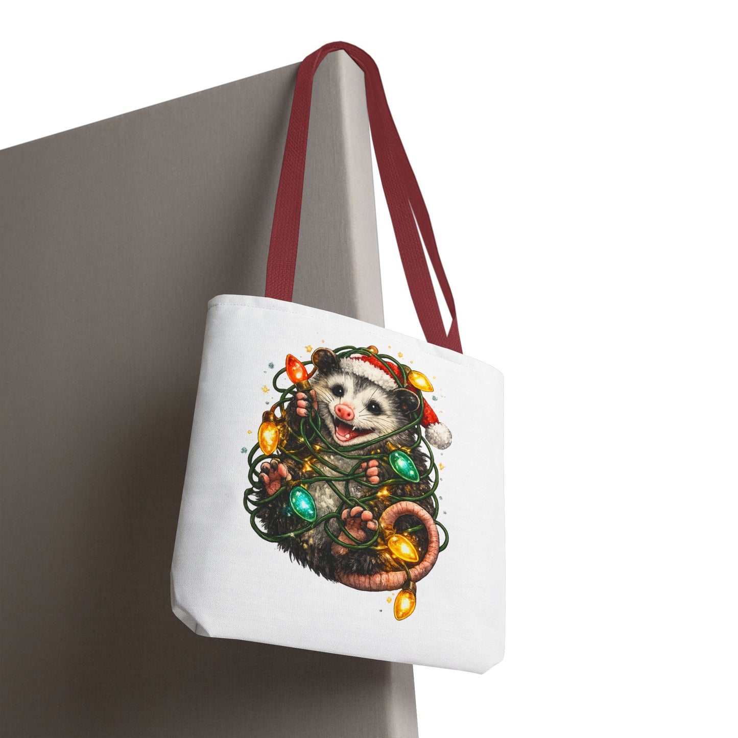 Christmas Opossum Tote Bag — Cute Holiday Animal Holiday Shopping Bag