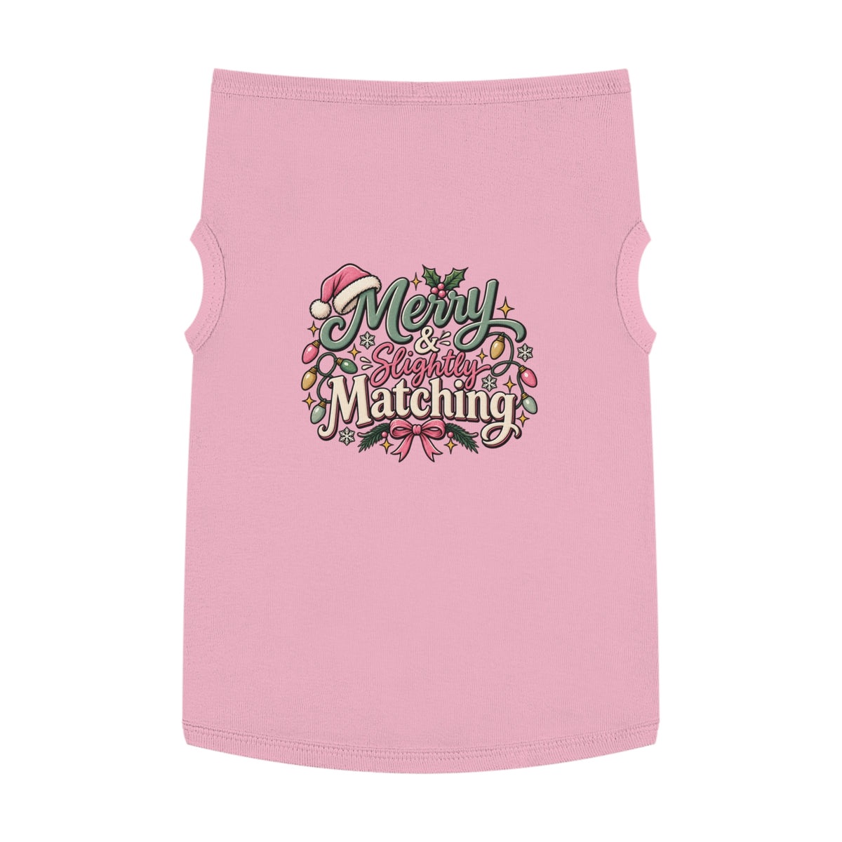 Merry & Slightly Matching Pet Tank Top — Holiday Dog Tee- Part of friends or family matching holiday tee set