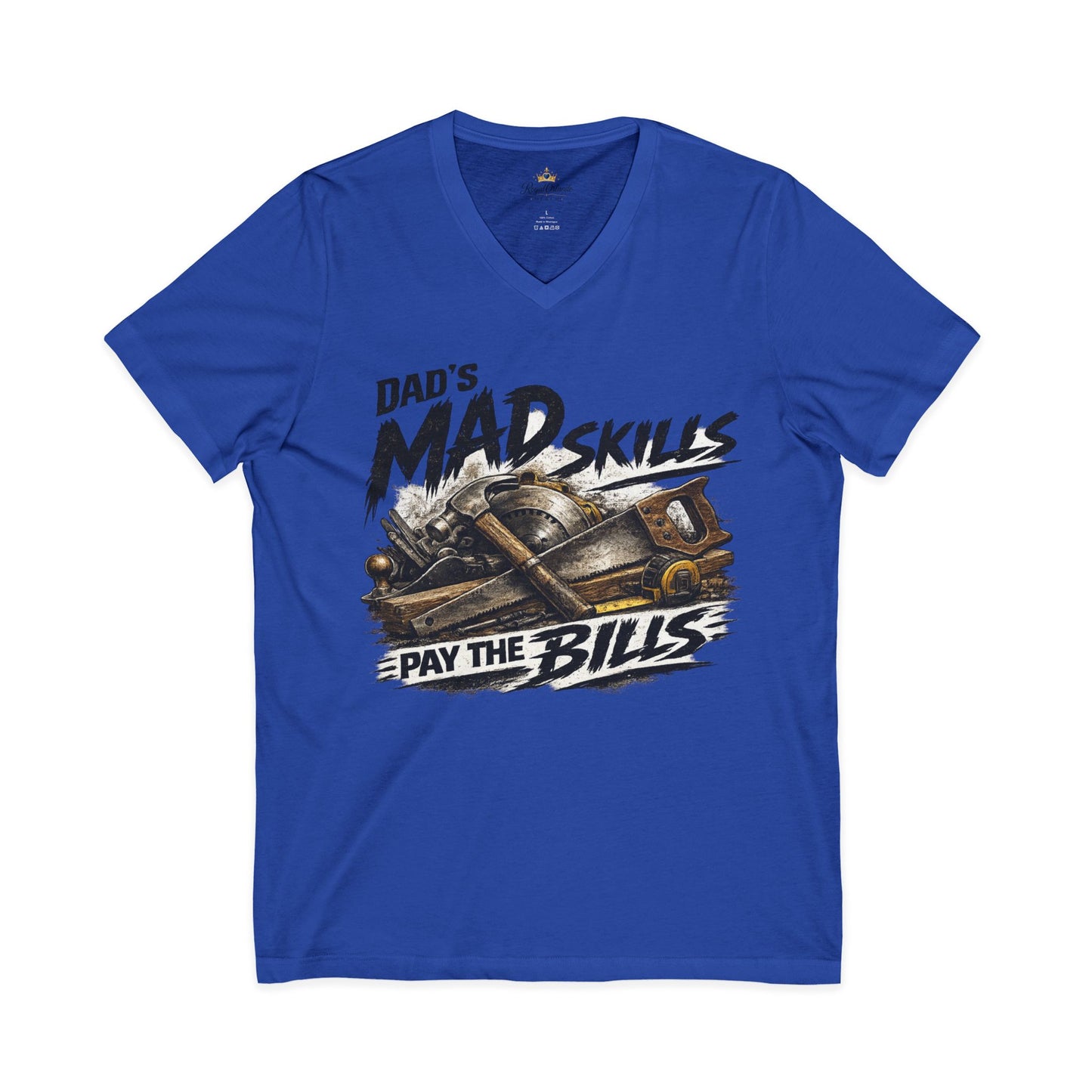 Dad's Mad Skills Pay The Bills V-Neck T-Shirt | Tool Belt Graphic Tee