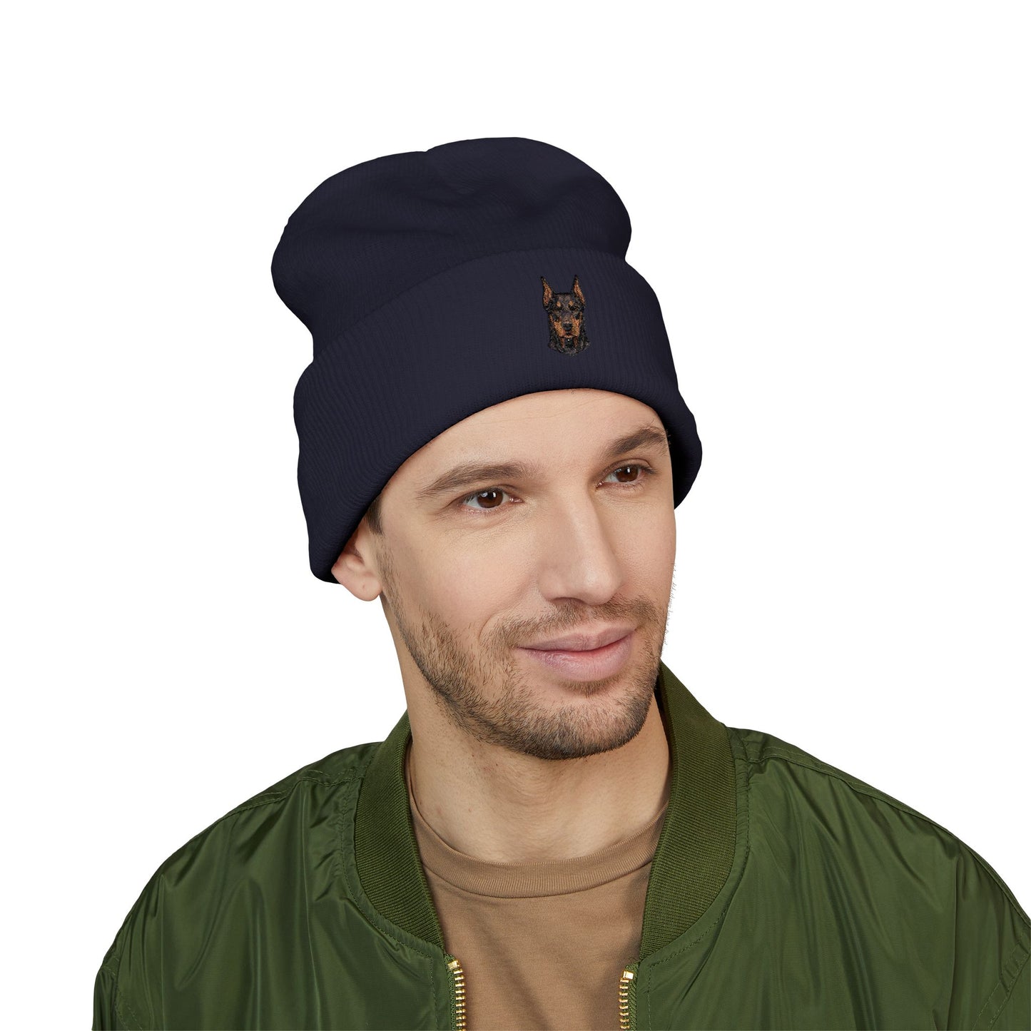 Doberman Pinscher Embroidered Beanie | Cuffed Knit Hat