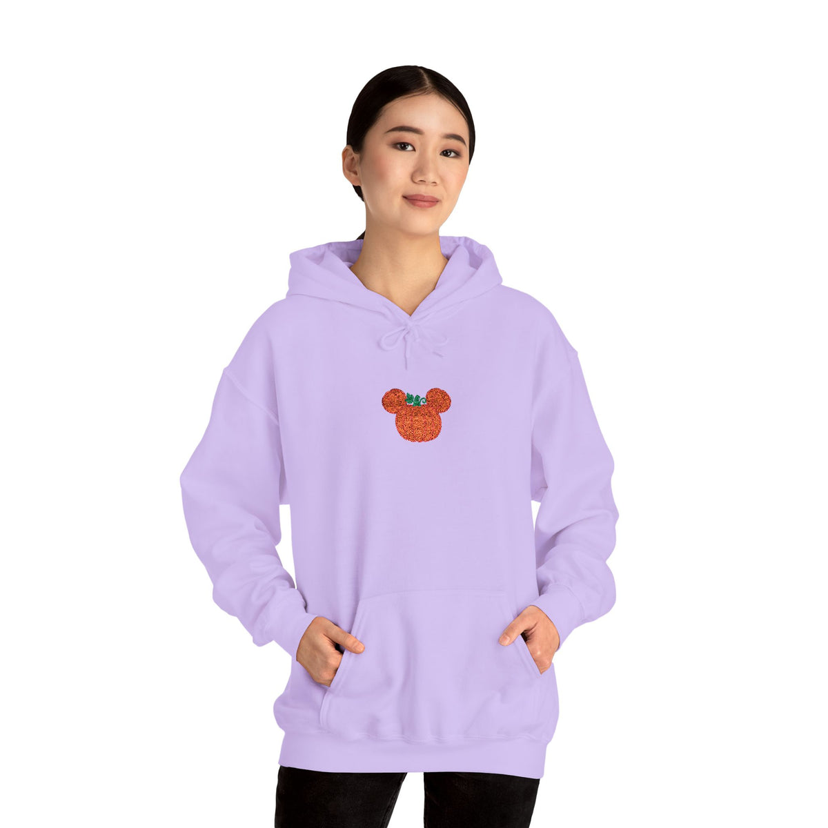 Fall Pumpkin Embroidered Ears silhouette Hoodie | Halloween pumpkin ears sweatshirt