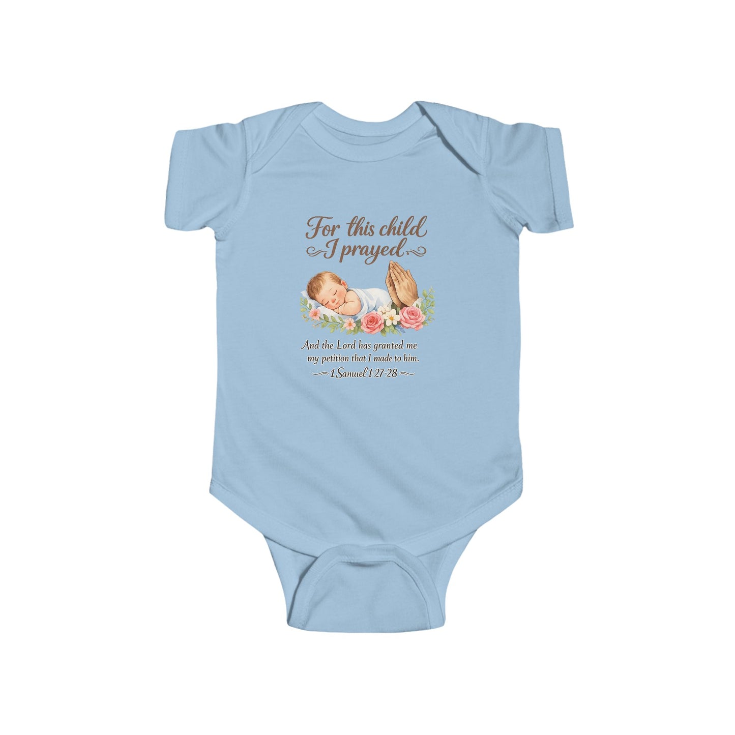 For This Child I Prayed infant bodysuit | Floral Scripture 1 Samuel 1