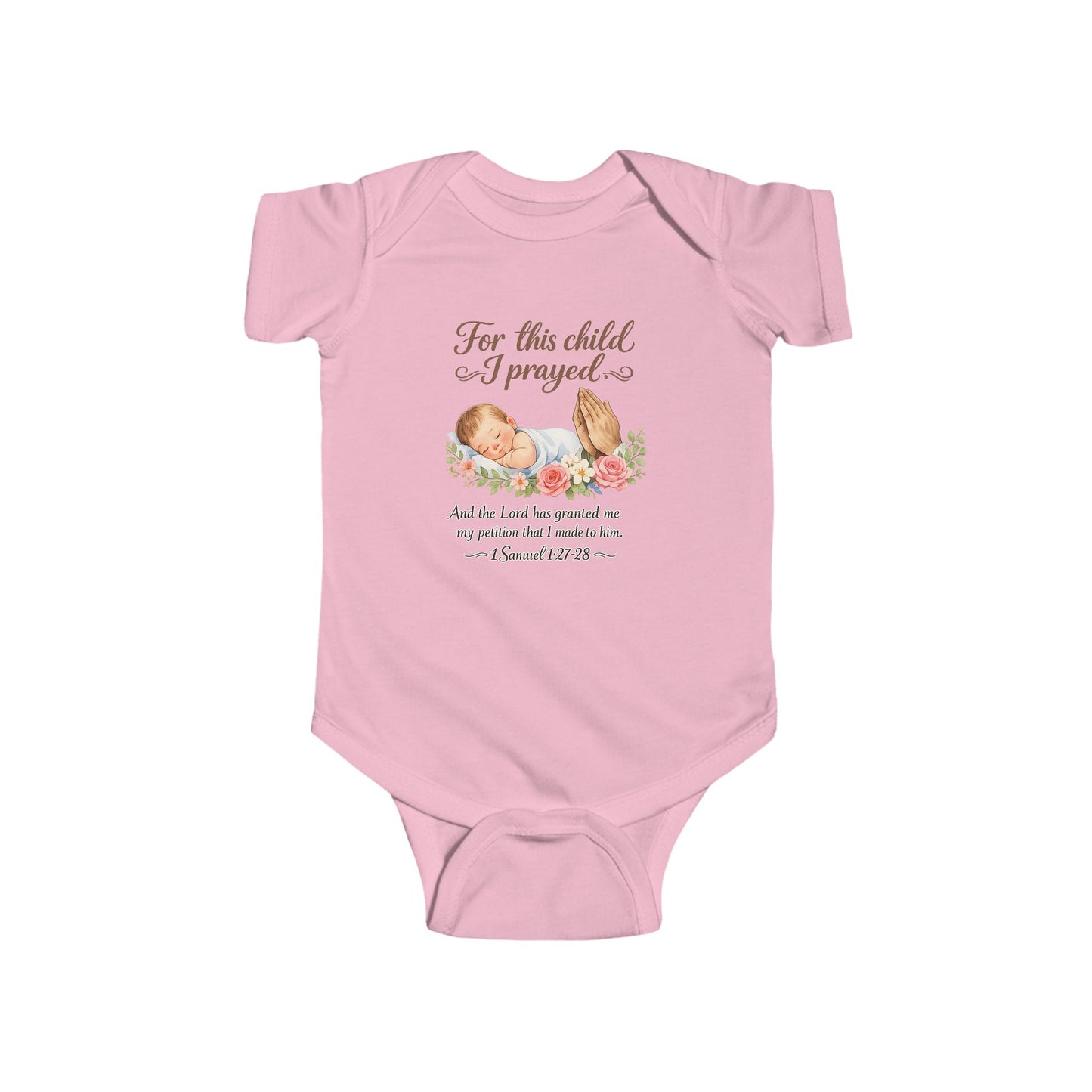 For This Child I Prayed infant bodysuit | Floral Scripture 1 Samuel 1