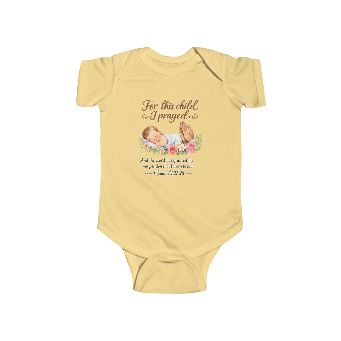 For This Child I Prayed infant bodysuit | Floral Scripture 1 Samuel 1