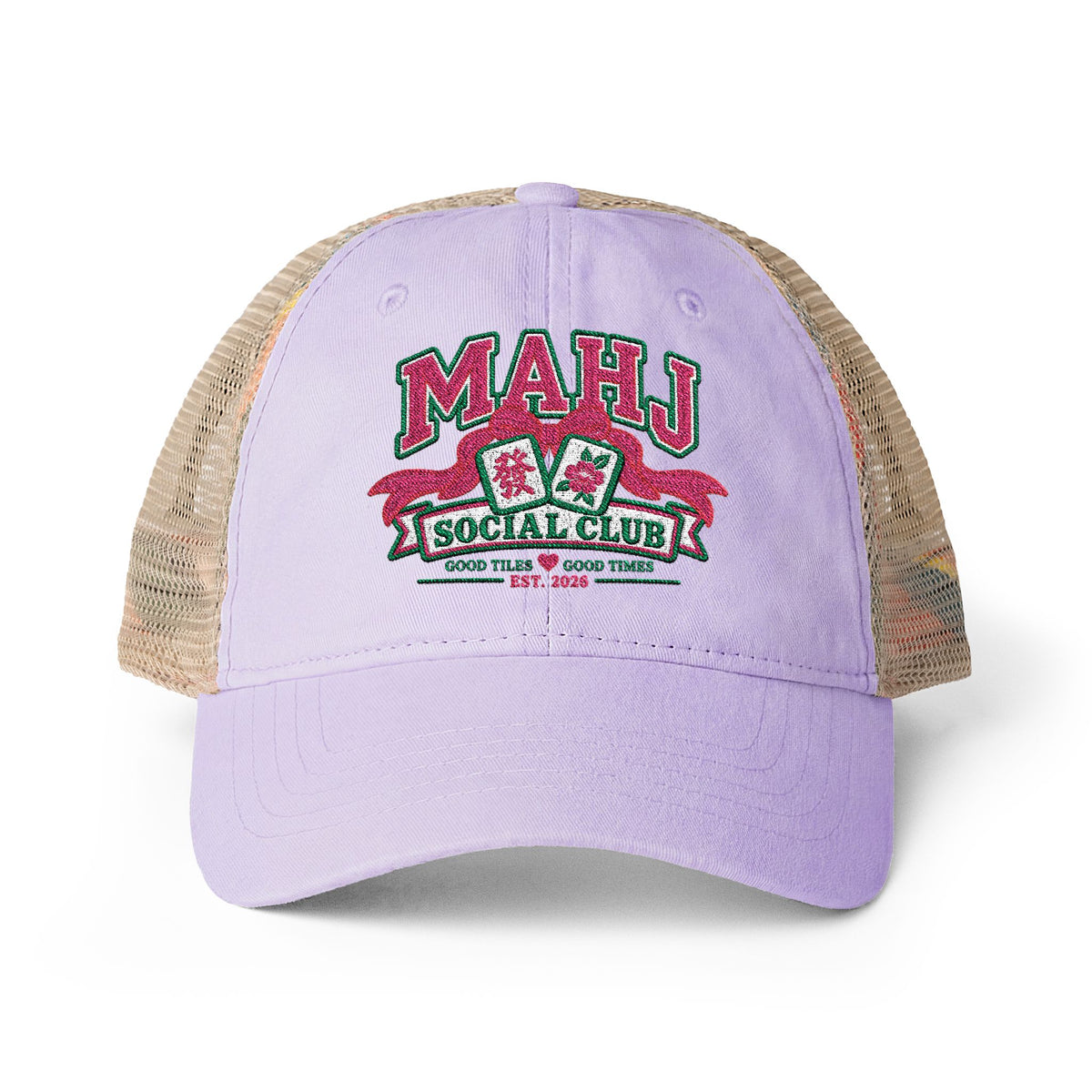 Mahj Women's Washed Mesh-Back Cap- Mah Jong hat