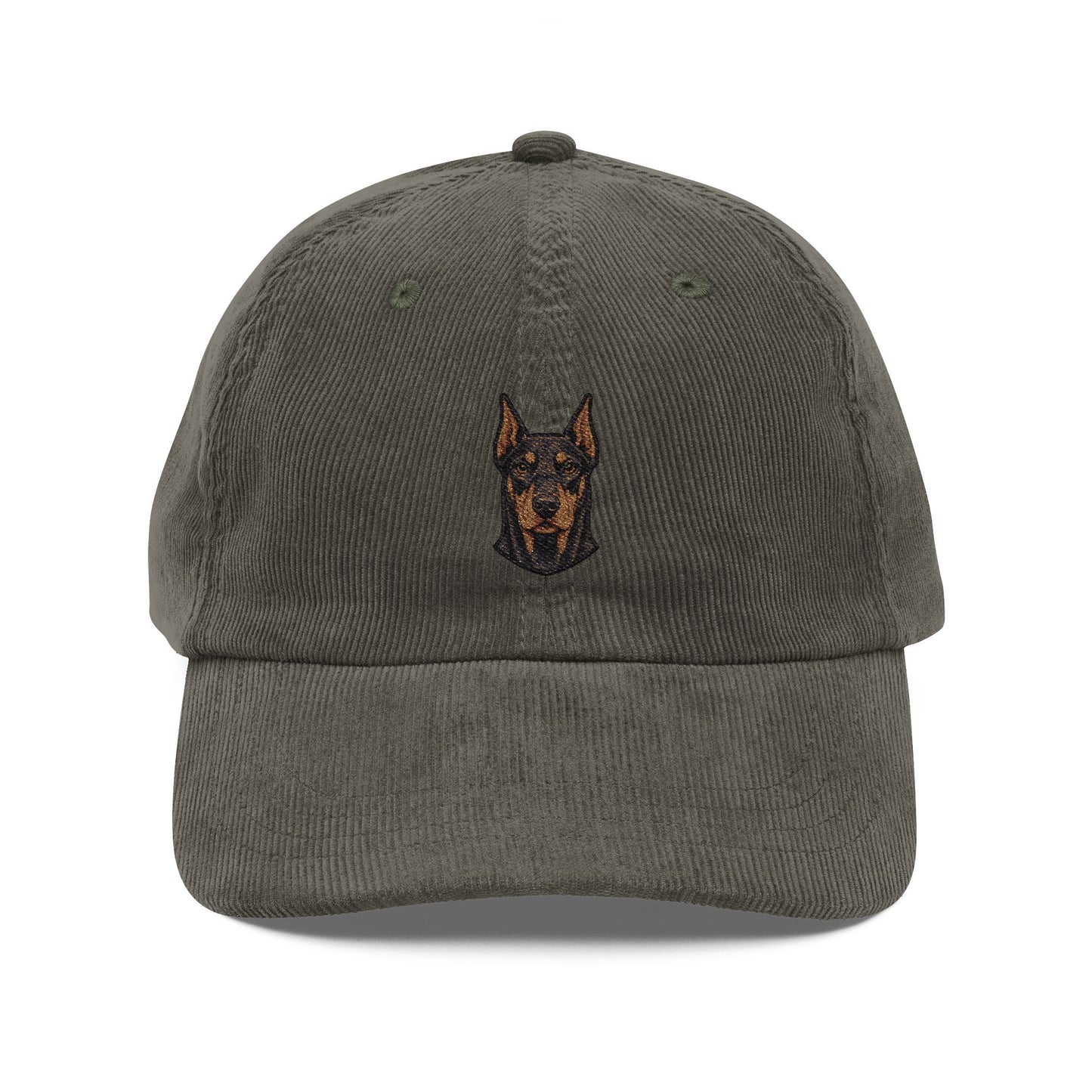 Embroidered Doberman Pinscher Dog Head Cap | Corduroy Hat