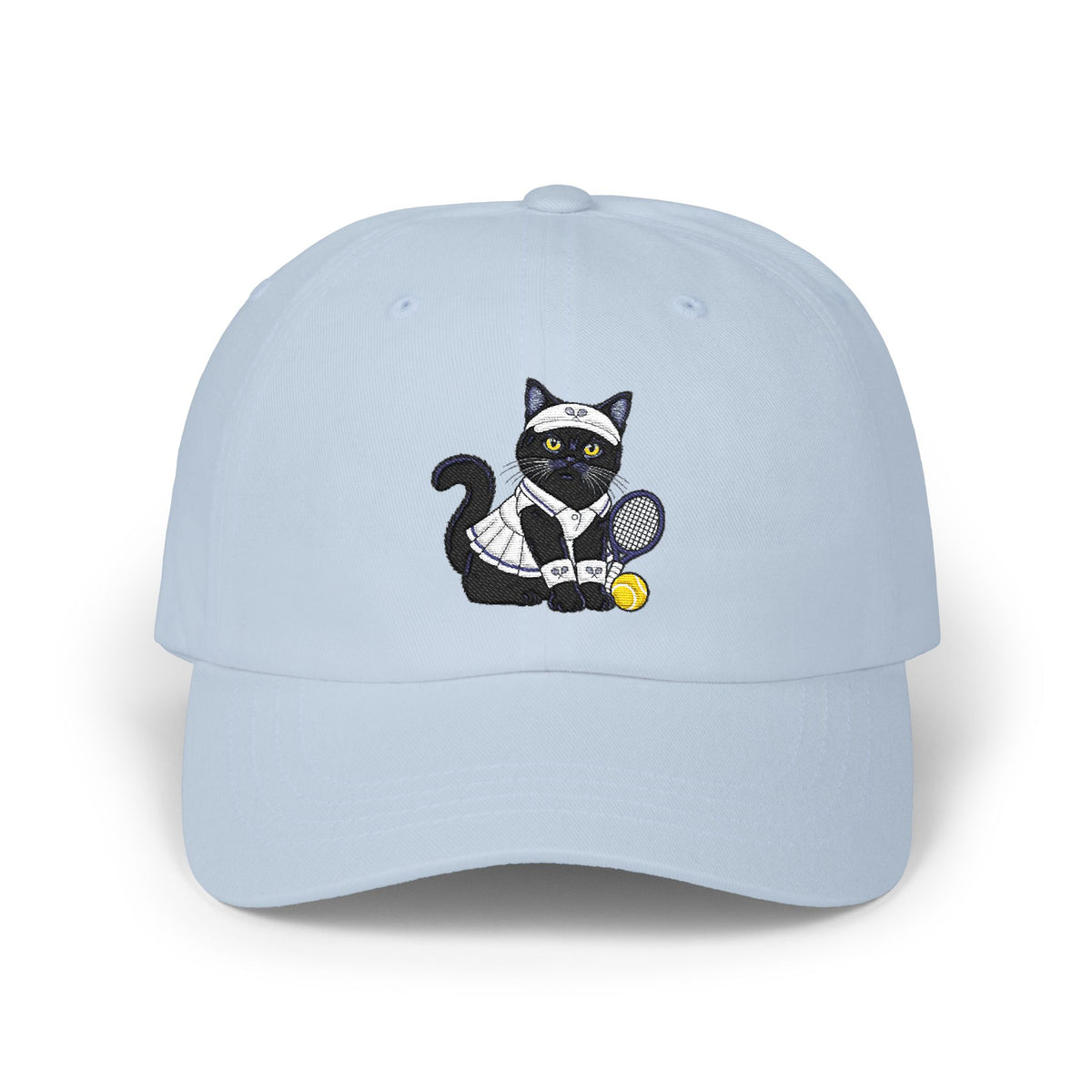 Black Cat Pickle Ball Embroidery Classic Dad Cap