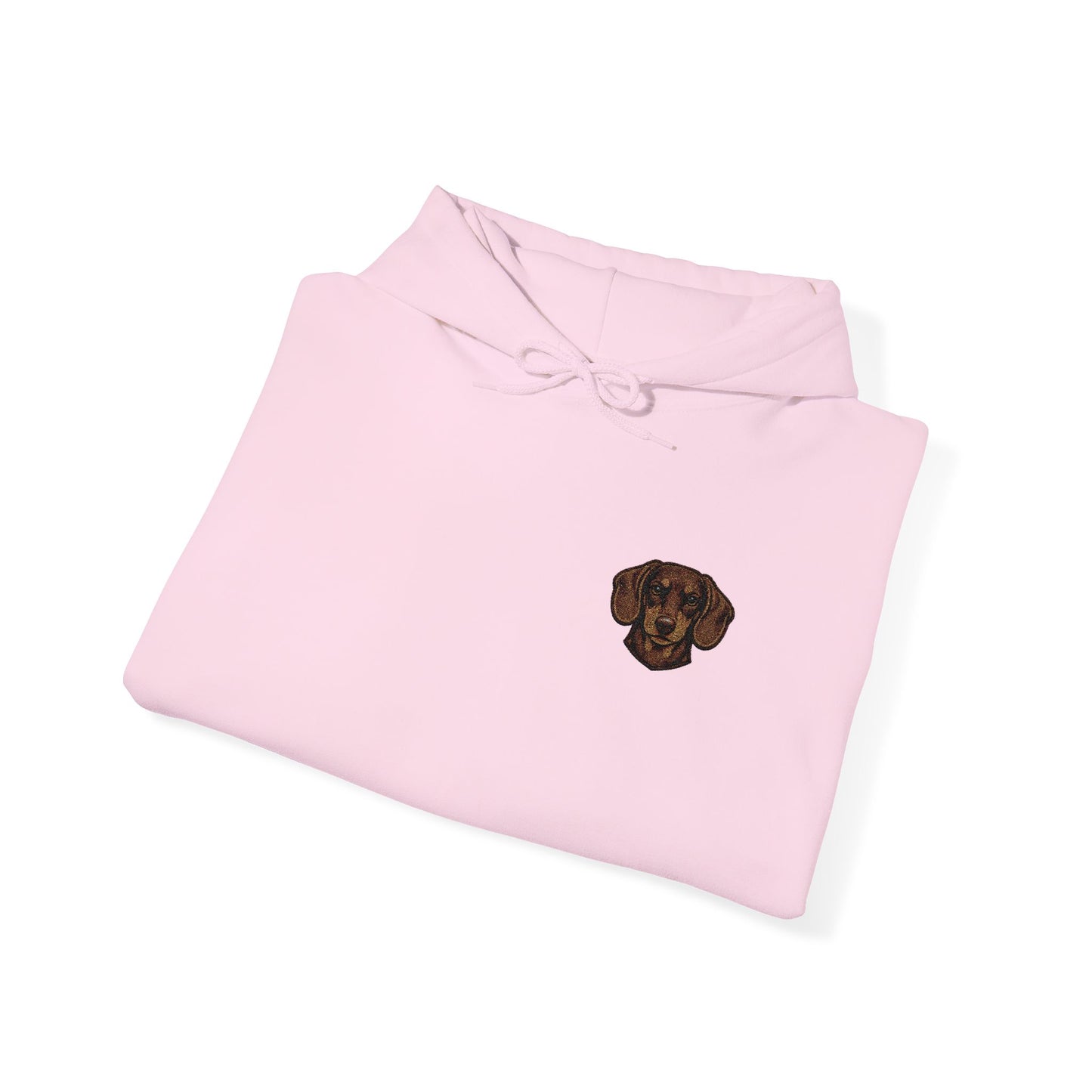 Dachshund embroidered design on hooded sweatshirt
