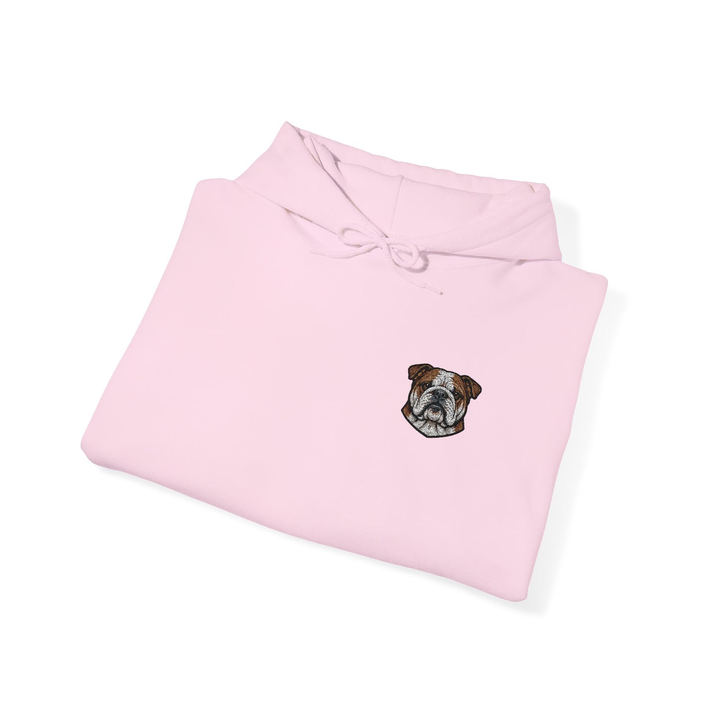 English Bulldog embroidered design on hooded sweatshirt
