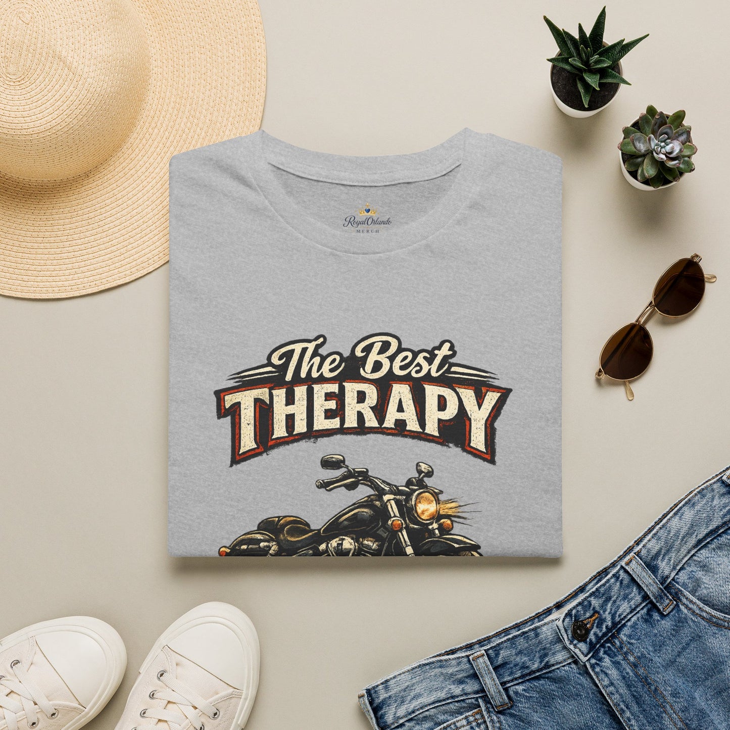 Motorcycle "The Best Therapy" T-Shirt | Bike Wind Therapy Design