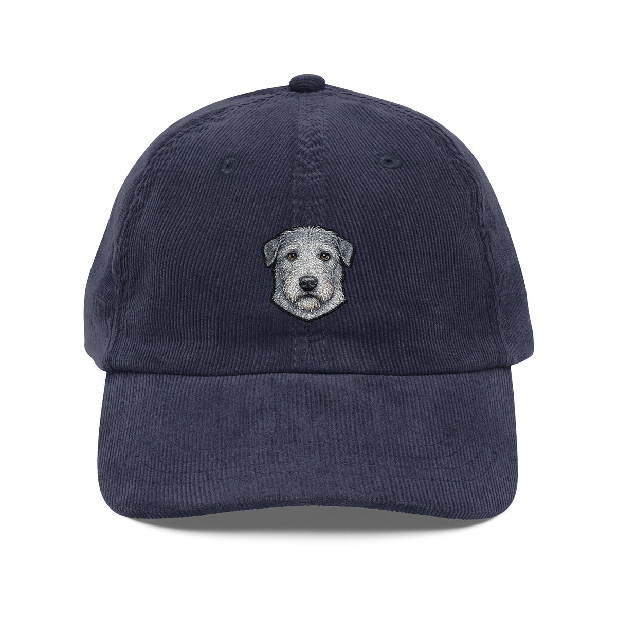 Embroidered Irish Wolfhound Dog Face Cap | Corduroy Baseball Hat