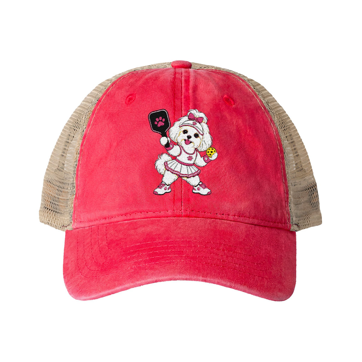 Pickleball Maltese Women's Washed Mesh-Back Cap