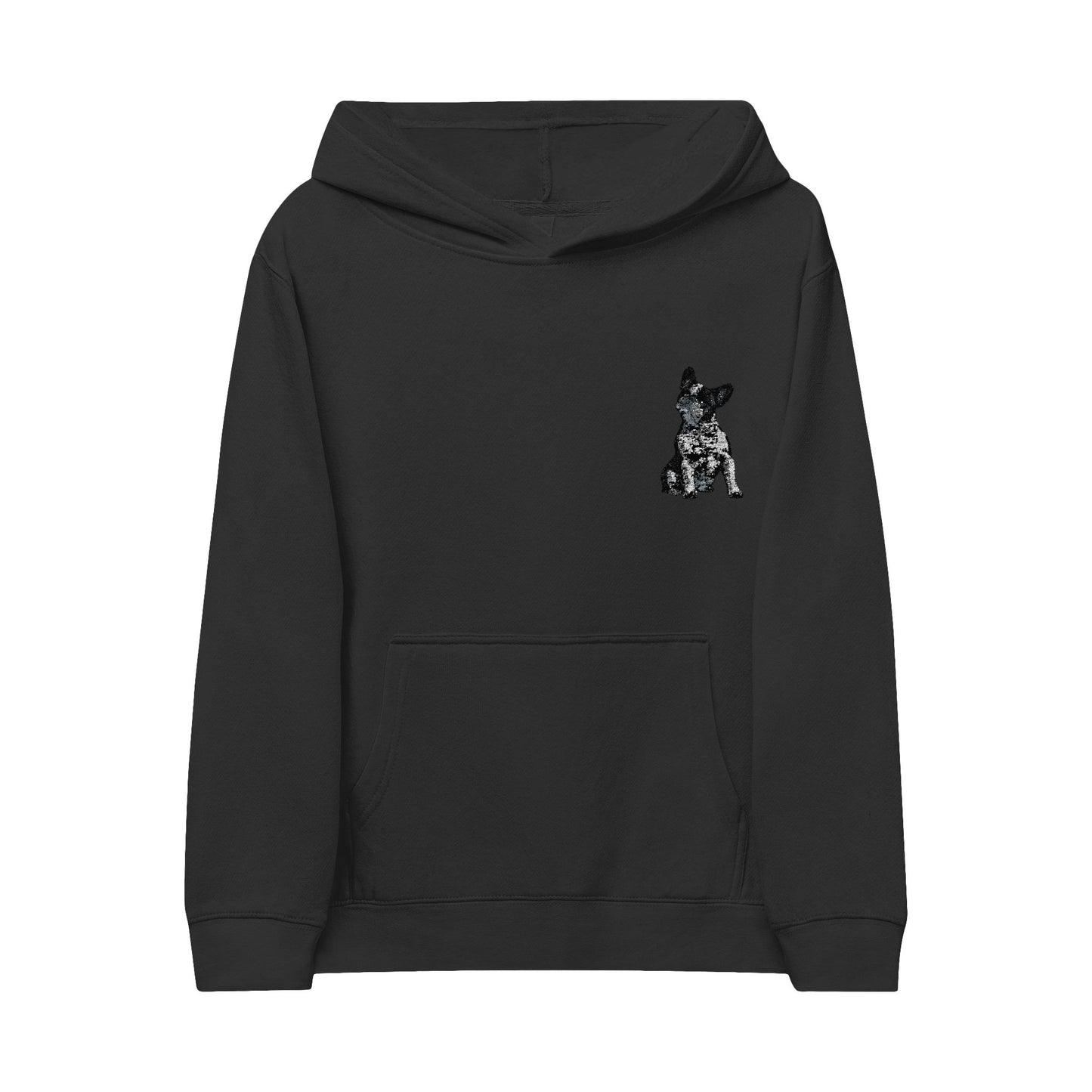 Kids Embroidered French Bulldog Fleece Hoodie