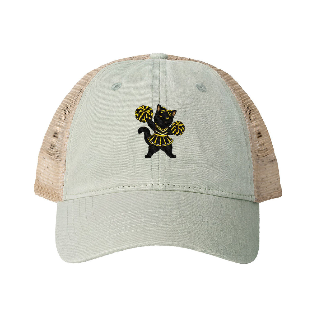 Black Cat Cheer Cap Women's Washed Mesh-Back Cap