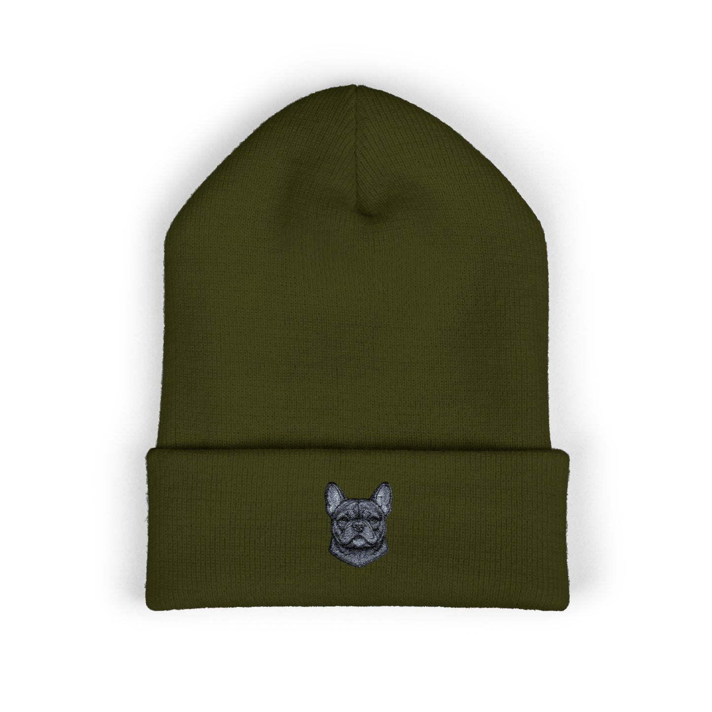 French Bulldog Embroidered Beanie | Cuffed Knit Hat