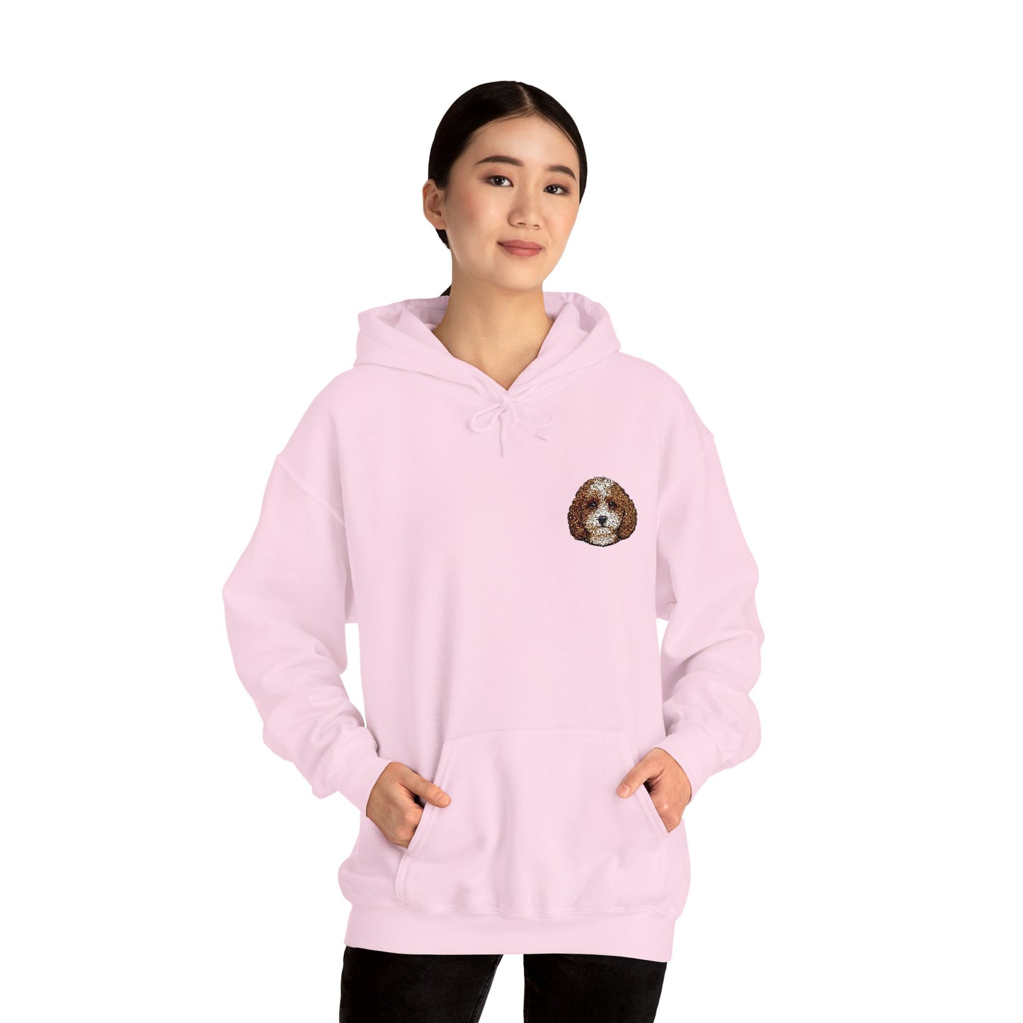 Cavapoo embroidered design on hooded sweatshirt