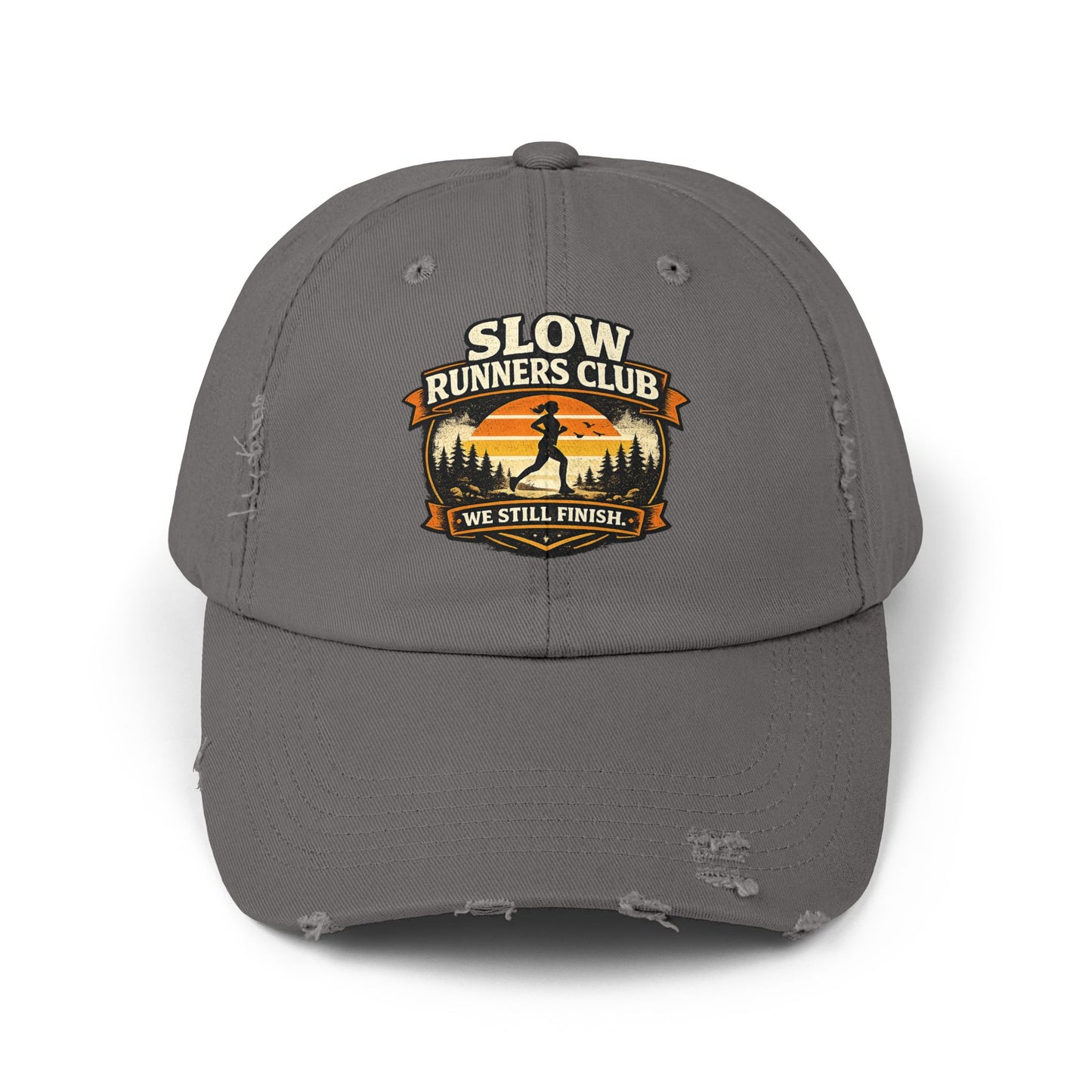 Slow Runners Club cap  We still finish | Distressed Running Hat, Funny Runner Logo