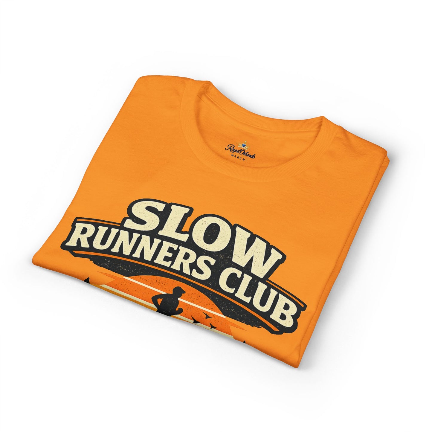 Slow Runners Club No Pace Shame T-Shirt | Retro Sunset Trail Running Shirt