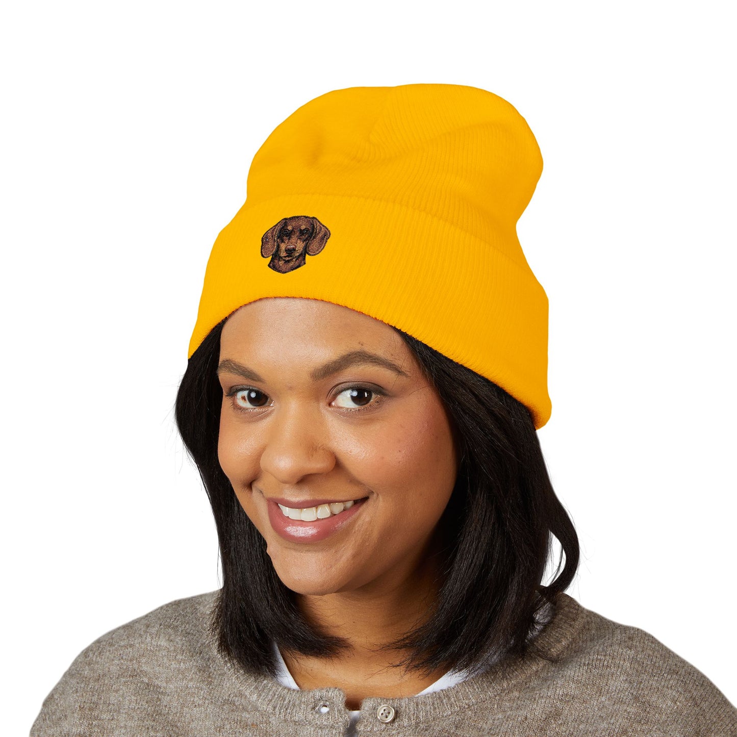 Dachshund Embroidered Beanie | Cuffed Knit Hat