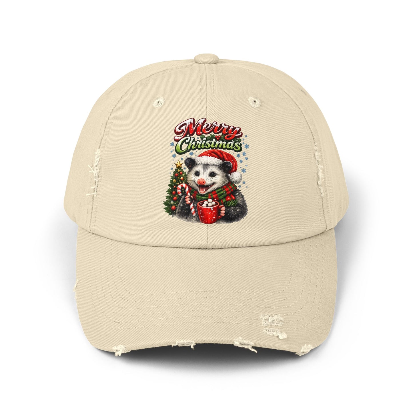 Merry Christmas Opossum Hat — Distressed Holiday Cap