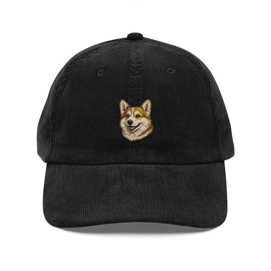 Vintage Corduroy Corgi Dog Cap (Embroidery) customizable