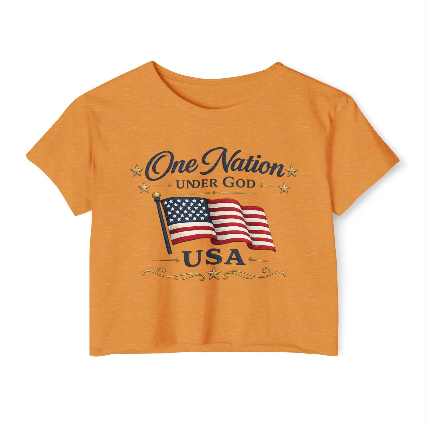 One Nation Under God USA Flag Crop Top | Patriotic American cropped Shirt