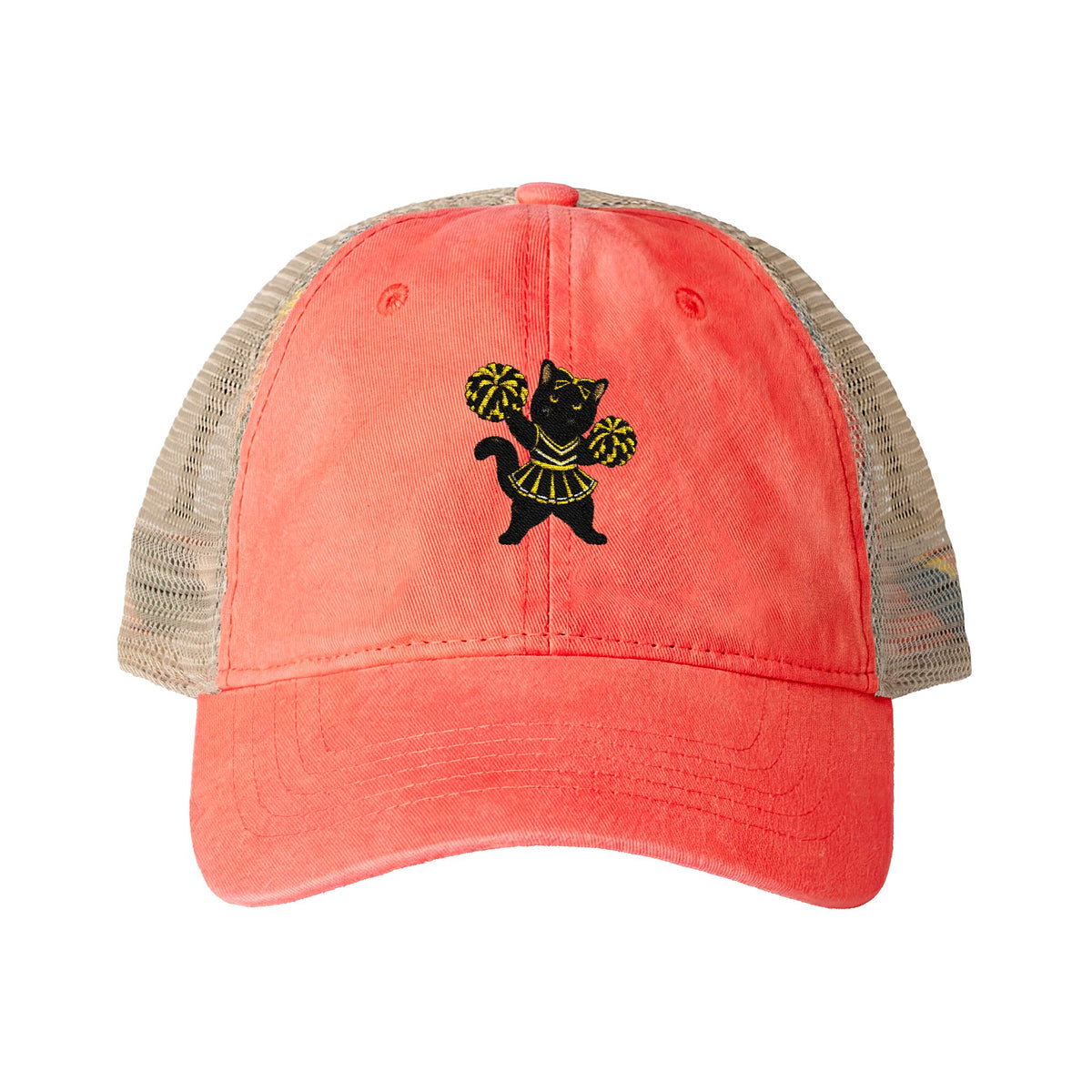 Black Cat Cheer Cap Women's Washed Mesh-Back Cap