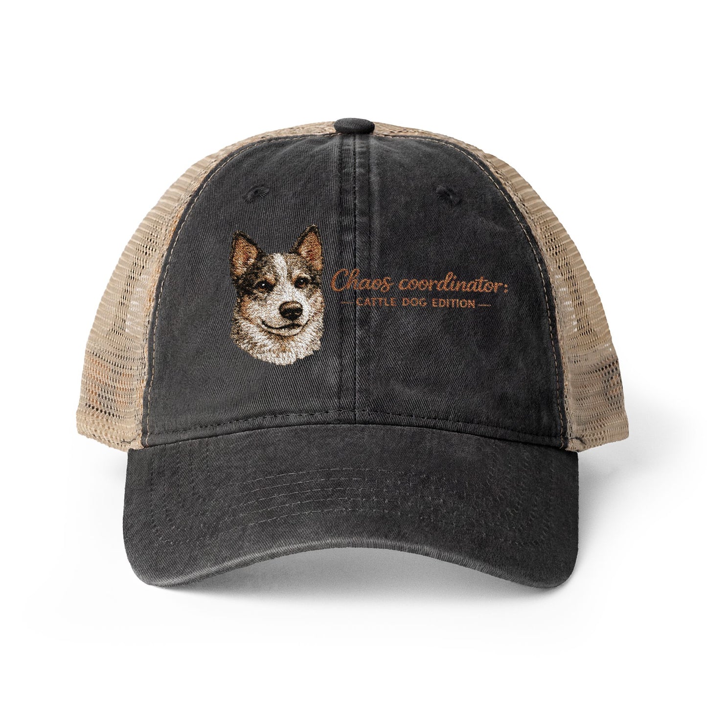 Women's funny Washed Mesh-Back Cap Chaos Coordinator embroidered Cattle Dog Edition hat