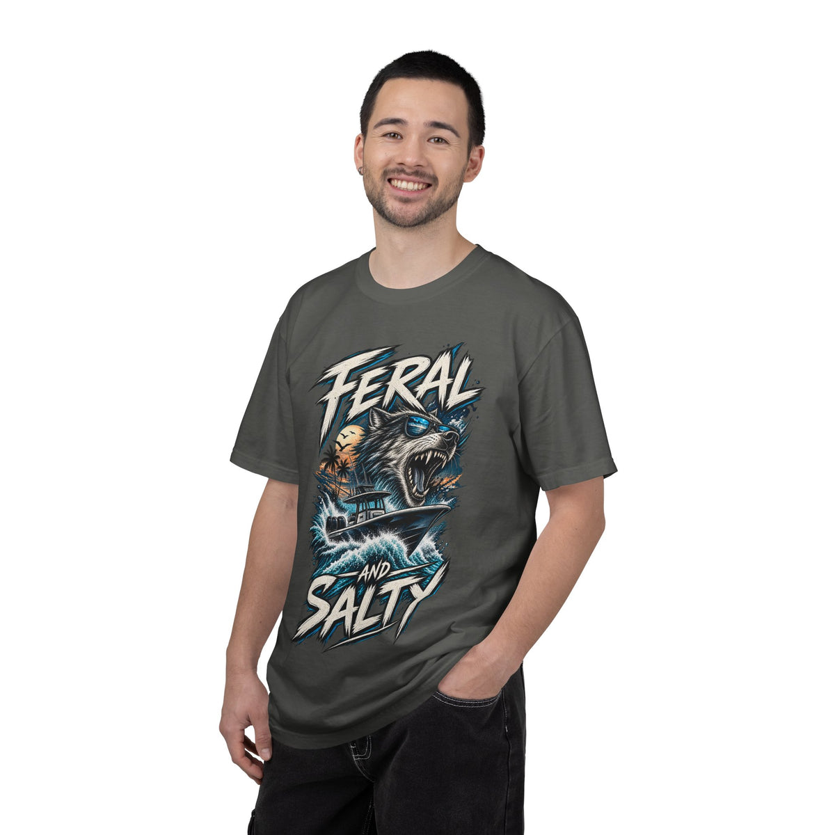 T-Shirt — "Feral and Salty" Aggressive Sea Bear Graphic Tee